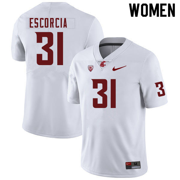 Women #31 Hunter Escorcia Washington Cougars College Football Jerseys Sale-White - Click Image to Close